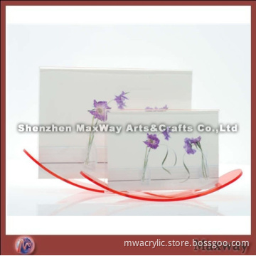 Equisite Clear Magnetic Counter Acrylic/Plexiglass Picture/Photo/Card Holder/Frame with Embowed Base